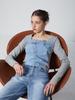 RENNESMIA Denim Patch Detail Top_Gray