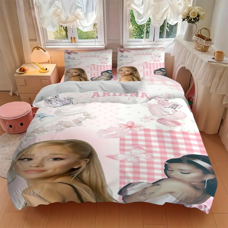 3-teilige rosa florale Ariana-Thema Bettwäsche-Sets für alle Größen Neue 3D-bedruckte Bettdecke Decke Bettbezug Kissenbezug Schlafzimmerdekoration