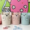 Cute Bear Pencil Holder Plastic Makeup Brush Holder Desktop Organizer Storage Box Pen Pot Phone Holder Kawaii Stationery Contain