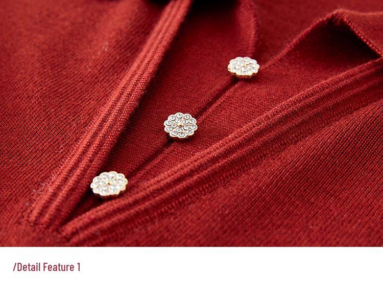 2026 Spring/Summer Women's Long-Sleeve Knit Top with Polo Collar for Elegant Commute