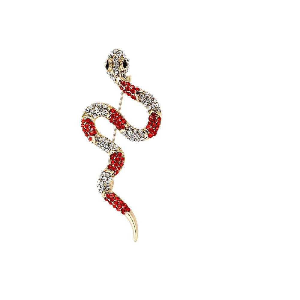 Sparkling Rhinestone Collar Pins Animal Snake Lapel Pin Creative Zodiac Snake Brooch  Office