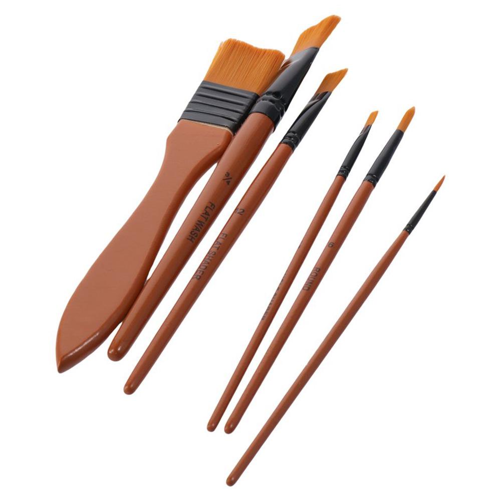 Wood 10 Pieces Paint Brush Set 23*9.5cm 1 Paint Spatula with Brush Case   For Gouache Painting