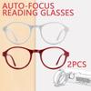 2PCS Auto-Focus Foldable Reading Glasses – Portable Pocket Size Blue Light Blocking Stylish Round Frames Unisex Design