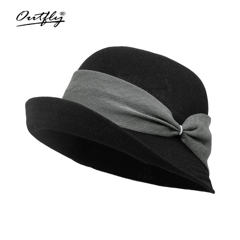 Bow straw hat women travel sunscreen casual sun hat spring and summer outdoor straw bucket hat