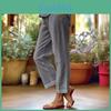 Relaxed Cotton Linen Casual Pants For Women With Pockets And Elastic Waist