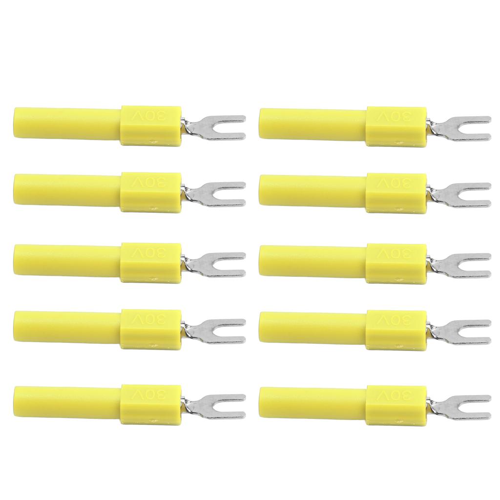 10pcs 4mm Fork Spade Wire Connectors U Type Electrical Crimp Terminal for Testing Multimeter
