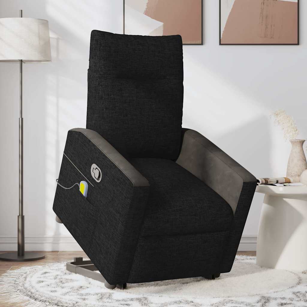 Lift-Up Massage Chair, Reclining, Black, Fabric Upholstered