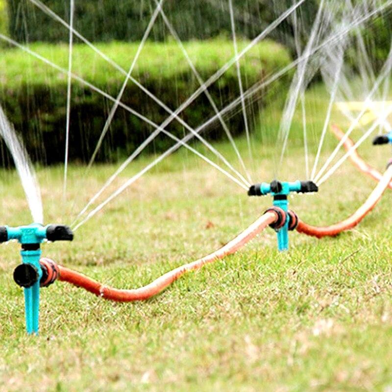 1pc Garden Sprinkler,Rotating Lawn Sprinkler For Yard 360-DegreeAutomatic Rotating Three-Fork Sprinkler Head Lrrigation RotarySp