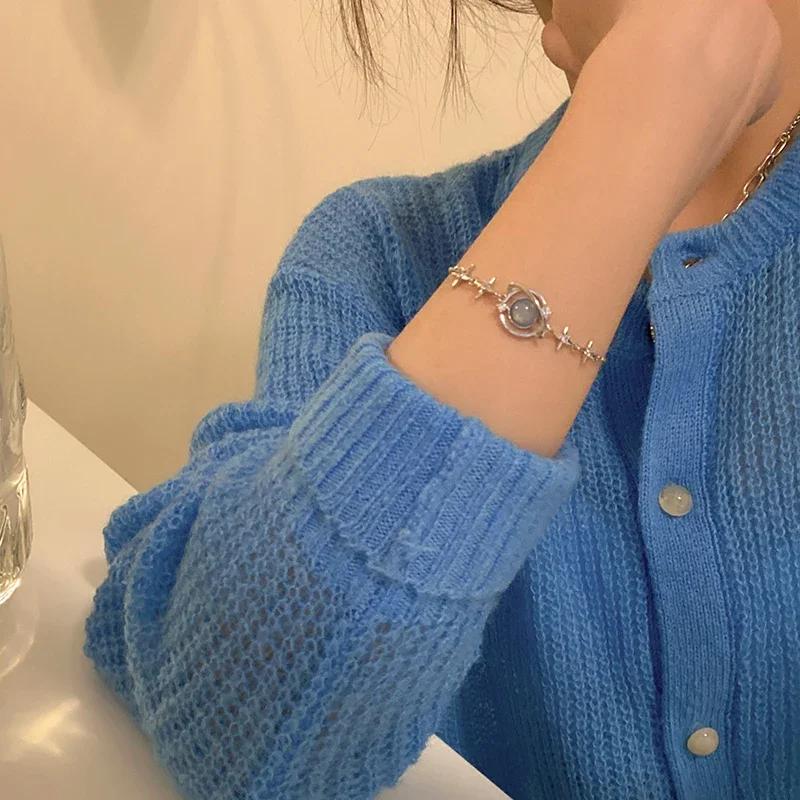 Luxus Mondstein Kristall Sterne Armband Mädchen Feiner Schmuck Geschenk Mode Planeten Armbänder Accessoires für Frauen Charm Geschenke