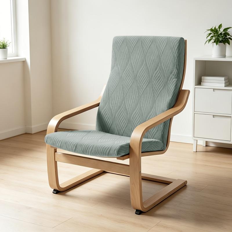 Wave Pattern Poang Chair Cover Elastic Rocking Chair Slipcover Soft Armchair Protector for Living Room Home Decor