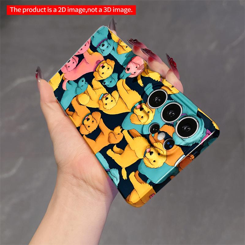 2DFlat Samsung phone case Colorful Puppies Pattern Phone Case Applicable to Galaxy S23 S24 S25ULTRA S26 A12 A14 A15 A16 A54 A55