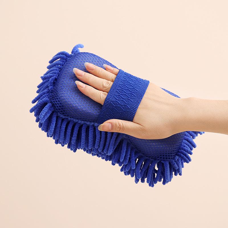 

Chenille Coral Car Wash Sponge and Gloves Set 21x11x7 cm синій