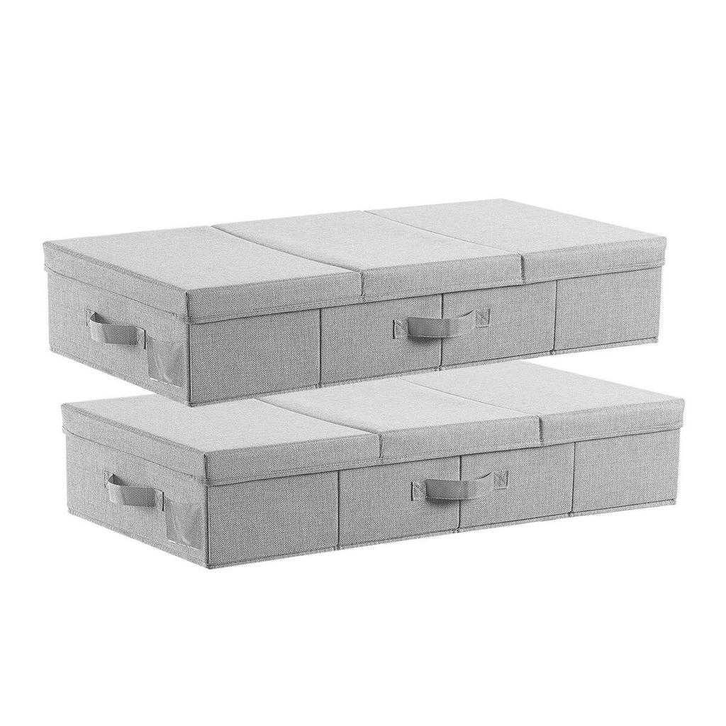Under Bed Storage with Lids, 805 x 405 x 155 mm, 48L Large Underbed Clothes Storage Containers, Low Profile Gray Under Bed Drawer Shoe Organizer Bins