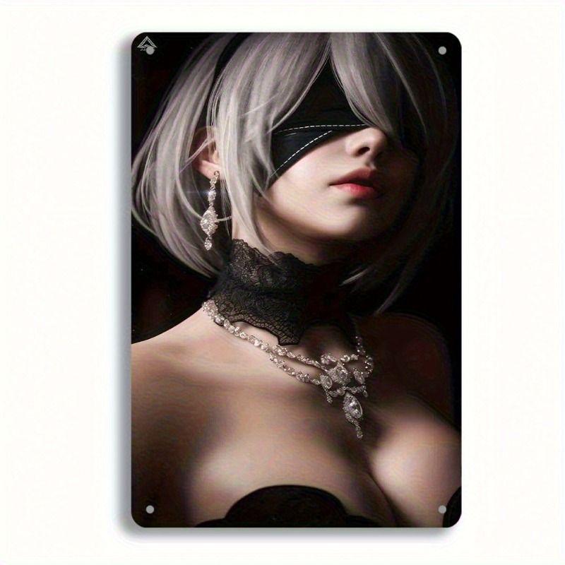 Vintage Metal Sign Art, Sexy Lady Garage Decor, Bar Bedroom Wall Tin Poster