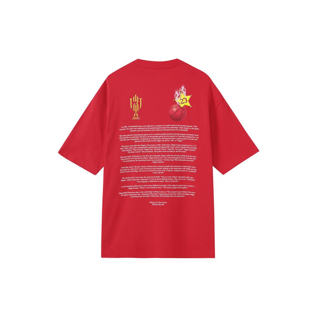 Jordan T Shirts Men's Red Crew Neck Moderate Straight Fit DR2951-657
