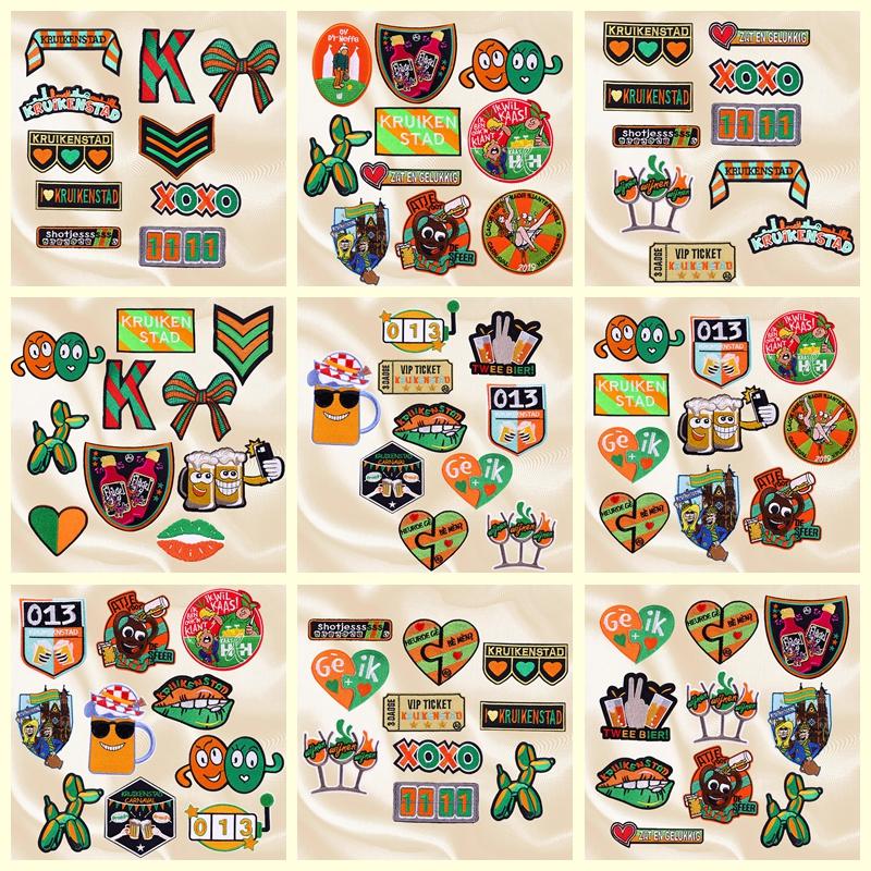 10pcs /Set Netherland Kruikenstad Emblem Embroidered Patches Iron On Patches For Clothing Netherland Carnival Patch Sewing Diy 