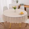 New Colored Circular Tablecloth Waterproof Oil Proof Round Dining Table Cover Anti Scalding Non Washing Household Tablecloths
