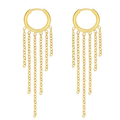 Women’s Tassel Hoop Earrings Stainless Steel Huggie Dangle Chain Earrings