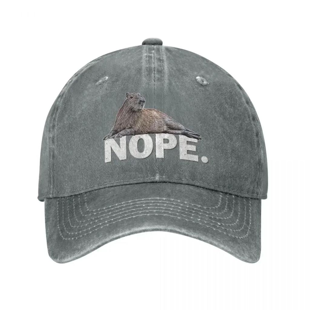 Capybaras Nope Men Women Baseball Caps Distressed Washed Hats Cap Vintage Outdoor Activities Headwear