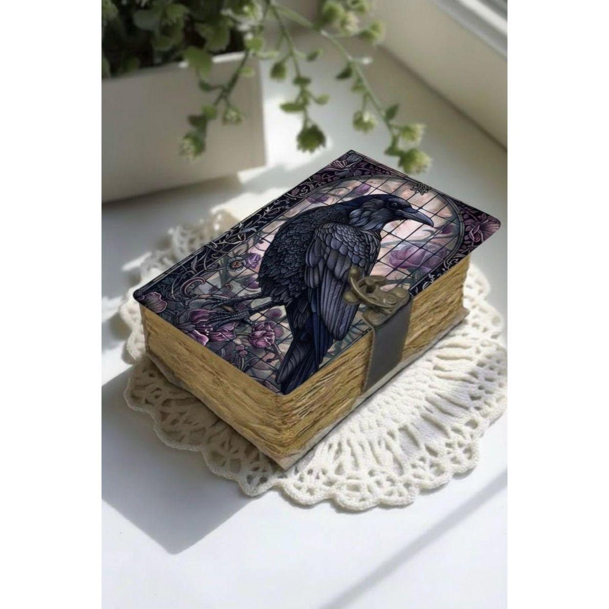 

Leather Journal Gothic Grimoire Book of Shadows Vintage Grimoire Journal Witchcraft Magic Journal Raven gifts for Halloween 7 x 5 in - 200 Page