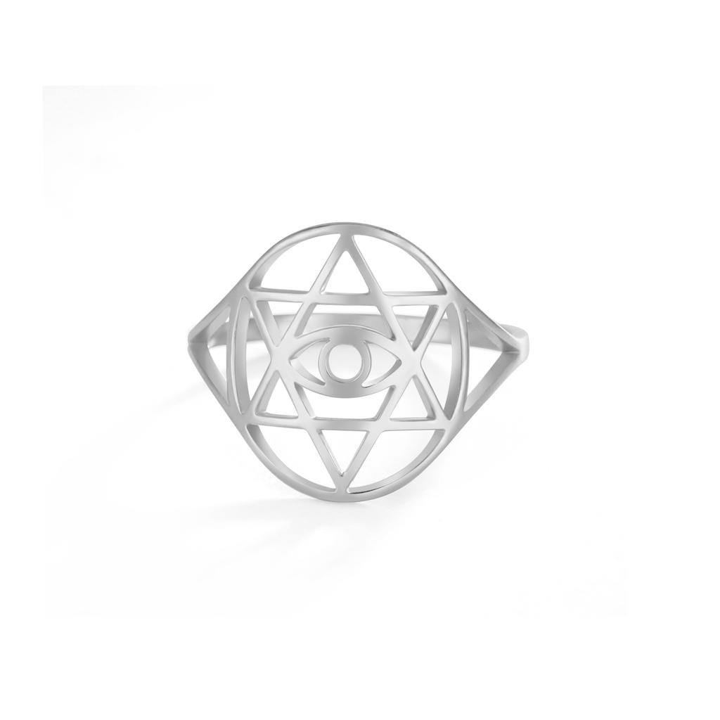LIKGREAT Vintage Star of David Ring Evil Rings for Men Women Stainless Steel Punk Jewelry Je Star Protection Amulet Gift
