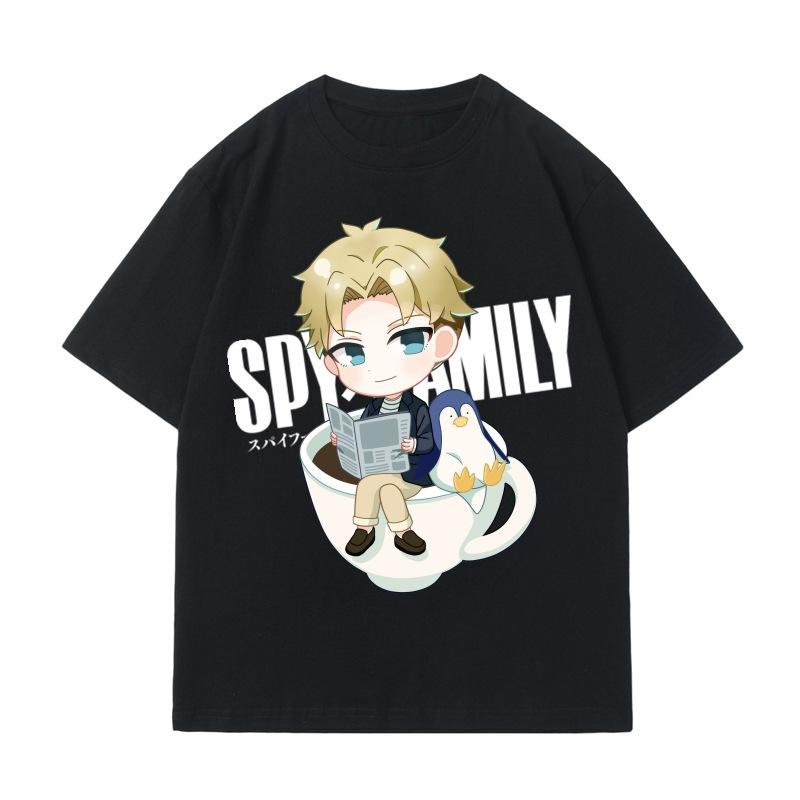 Summer New Cotton Spy Family Print Short Sleeved T-shirt for Men and Women Casual T-shirt Children's Top T-shirt