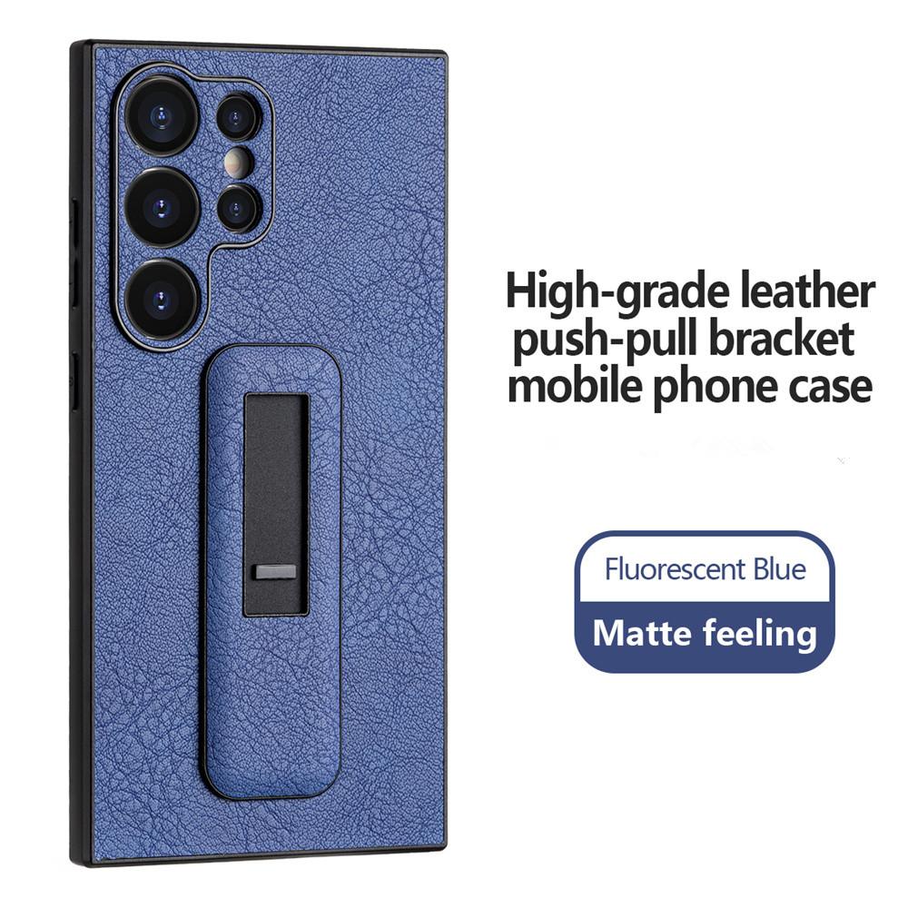 

Push Pull Holder Case For Samsung S24 Ultra S23 Ultra S22 S21 Plus Leather Cover For Galaxy S24 Plus Matte Feeling Bracket Cover S24