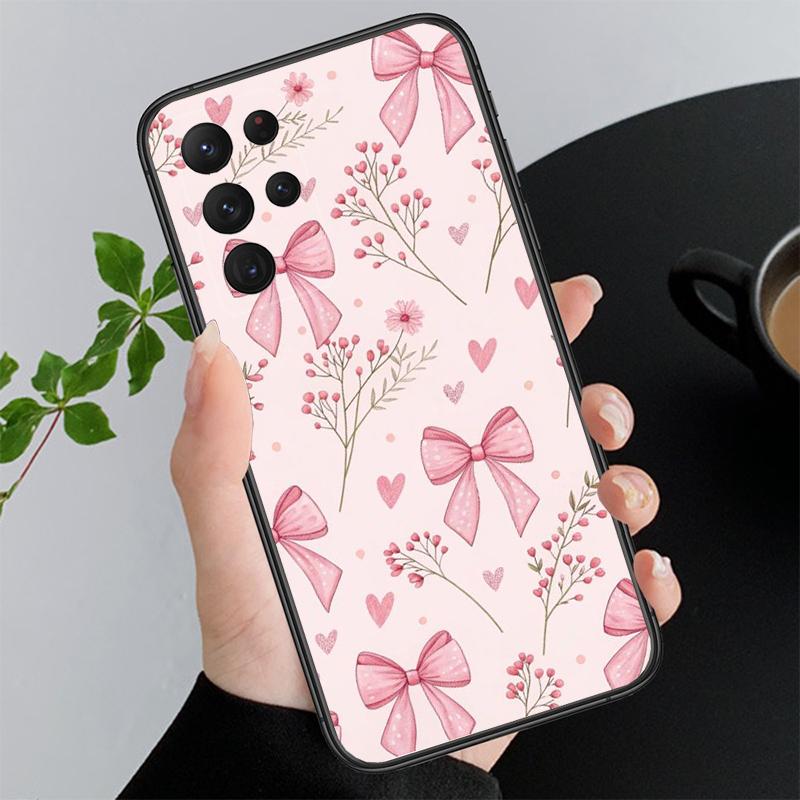 Pink Bow Aesthetic Coequtte Funda Phone Case For Samsung Galaxy S26 S25 S24 S23 S22 Ultra S23 S22 S25 Plus S24 FE S26Edge