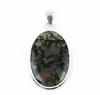 Moss Agate Oval Pendant, 925 Solid Sterling Silver, Minimalist Women Pendant, Everyday Wear Necklace Pendant