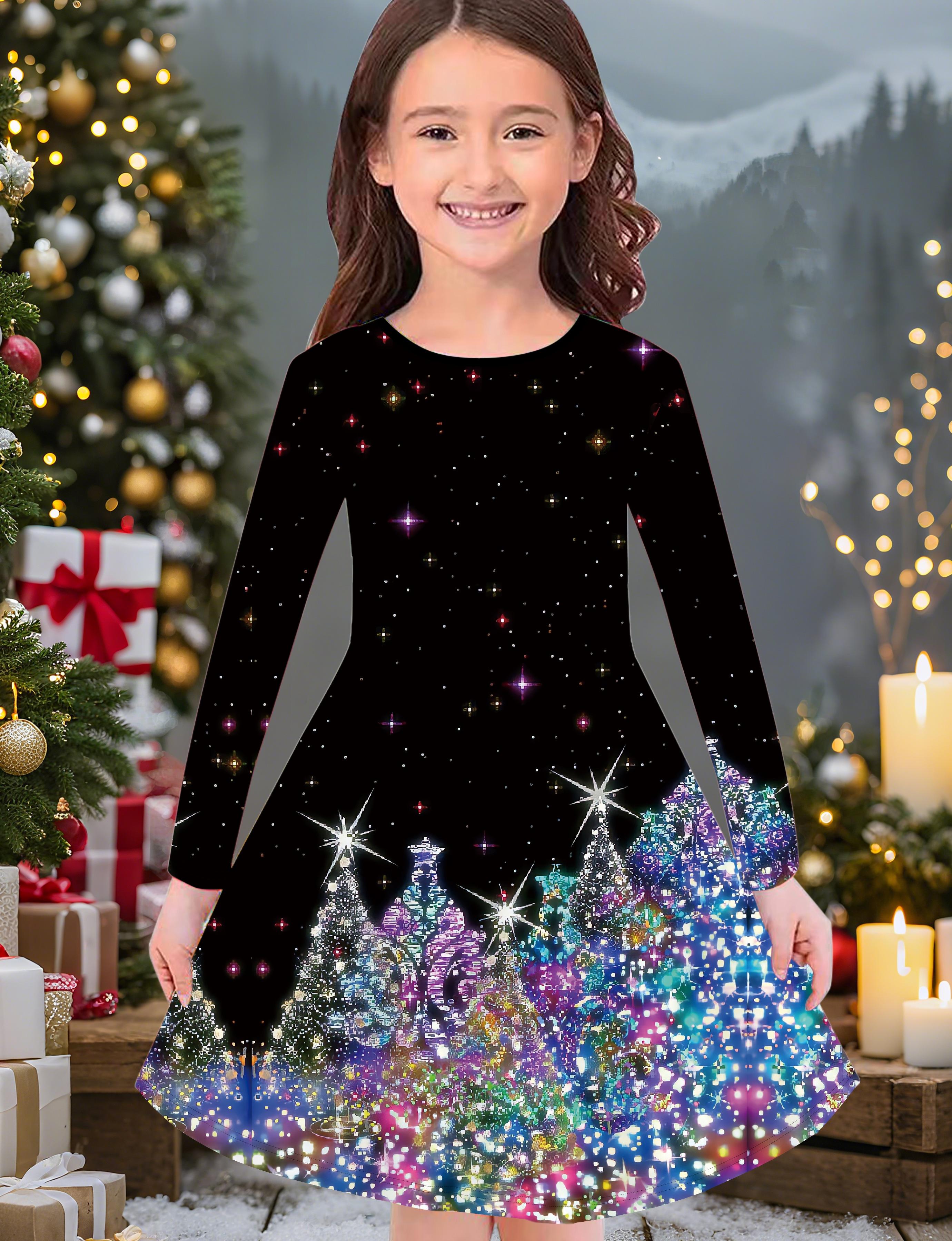 

Модное осенне-зимнее платье для девочек, 3D Рождественский принт, Круглый вырез, Длинное детское платье-футболка, Повседневное универсальное, Рождественская одежда 170 синий