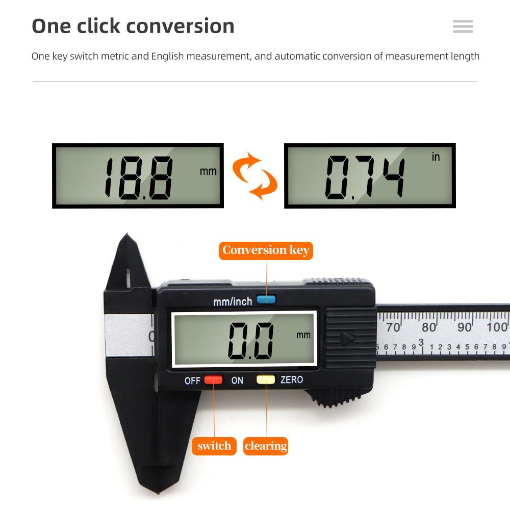 150mm Digital Vernier Calipers LCD Electronic Carbon Fiber Gauge 0.1mm Micrometer Digital Ruler Height Depth Measuring Tool