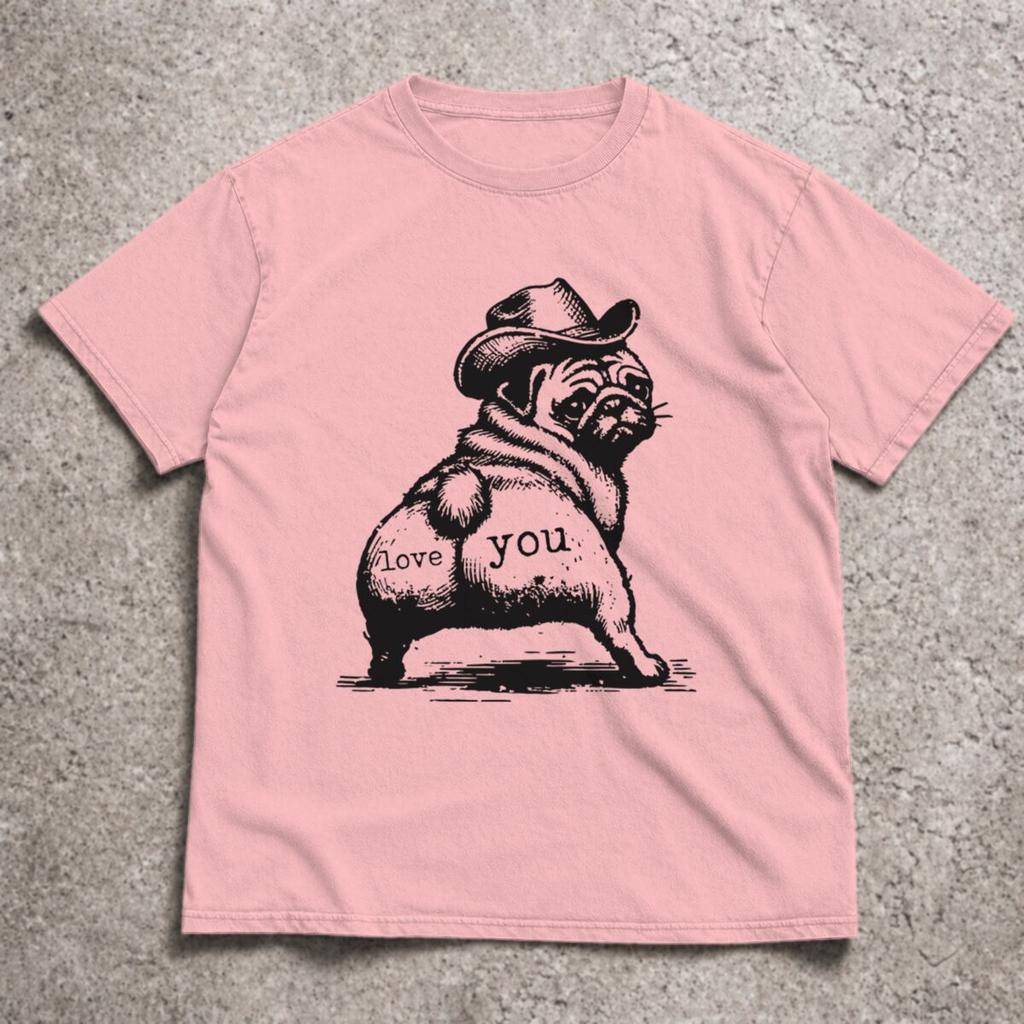 Funny Cowboy Dog Tshirt Dog Lover Humor Print Tshirts for Men Women Couple Gifts Retro Design Casual Short Sleeve Tee