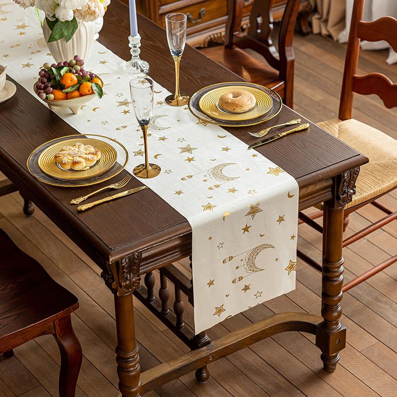 Eid Mubarak Table Runner Cloth Ramadan Party Decorations Eid Al-Fitr Eid Al-Adha Dinner Table Cloth Festive Atmosphere Decoration