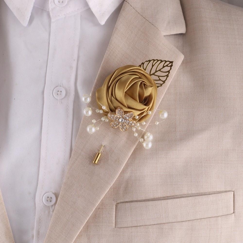 Elegant Chest Flower Rose Wedding Brooch Fashion Groom and Groomsmen Accessories  Prom Party