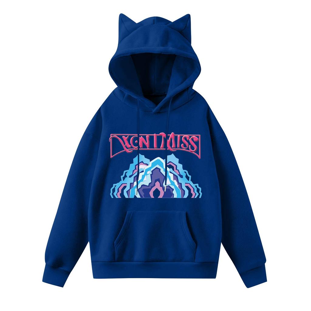 Ladies Fashion Casual Long Sleeve Printed Round Neck Hoodie Pullover Top With  Pockets