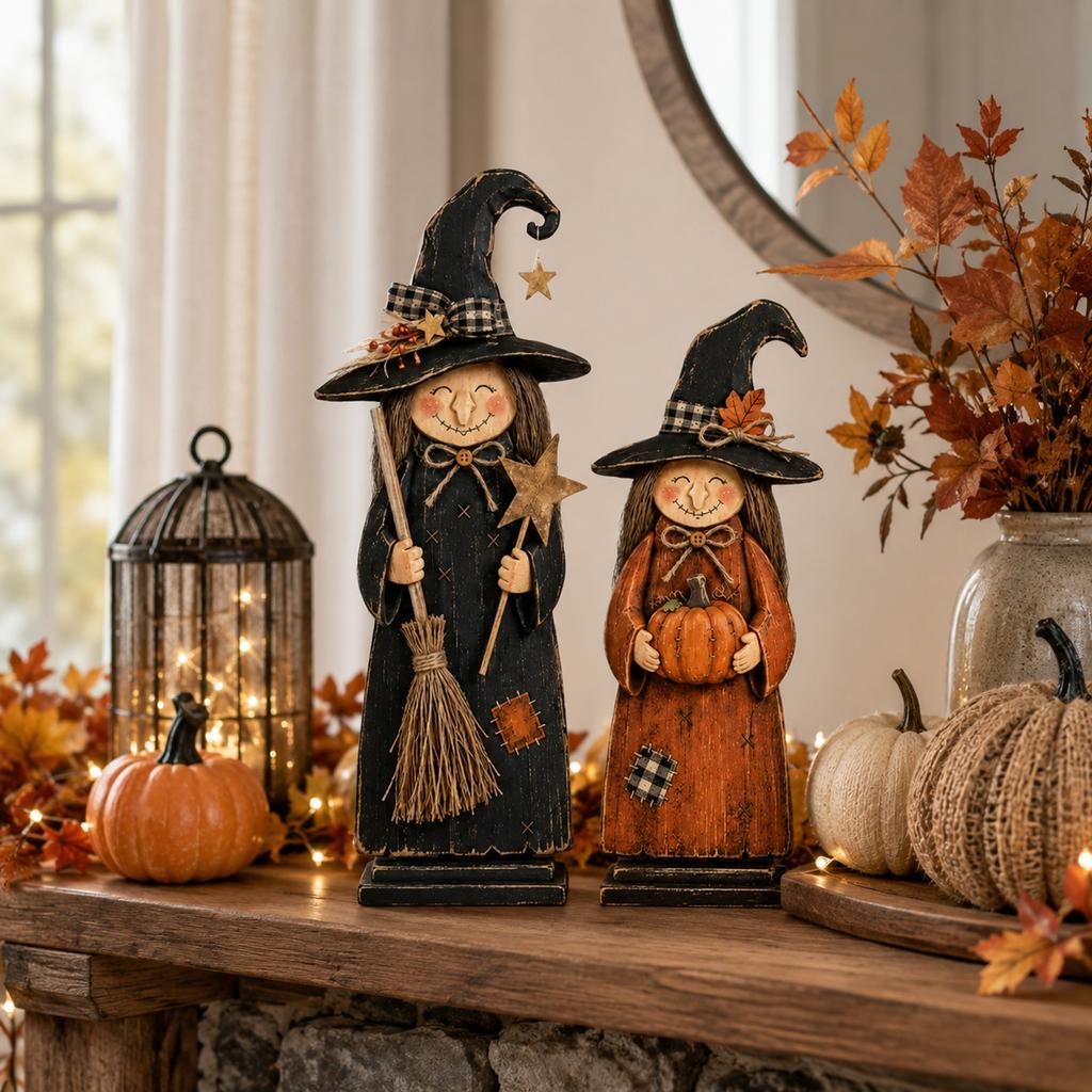 Witch Decor Figurine Set 3-Piece for Halloween Home Decoration