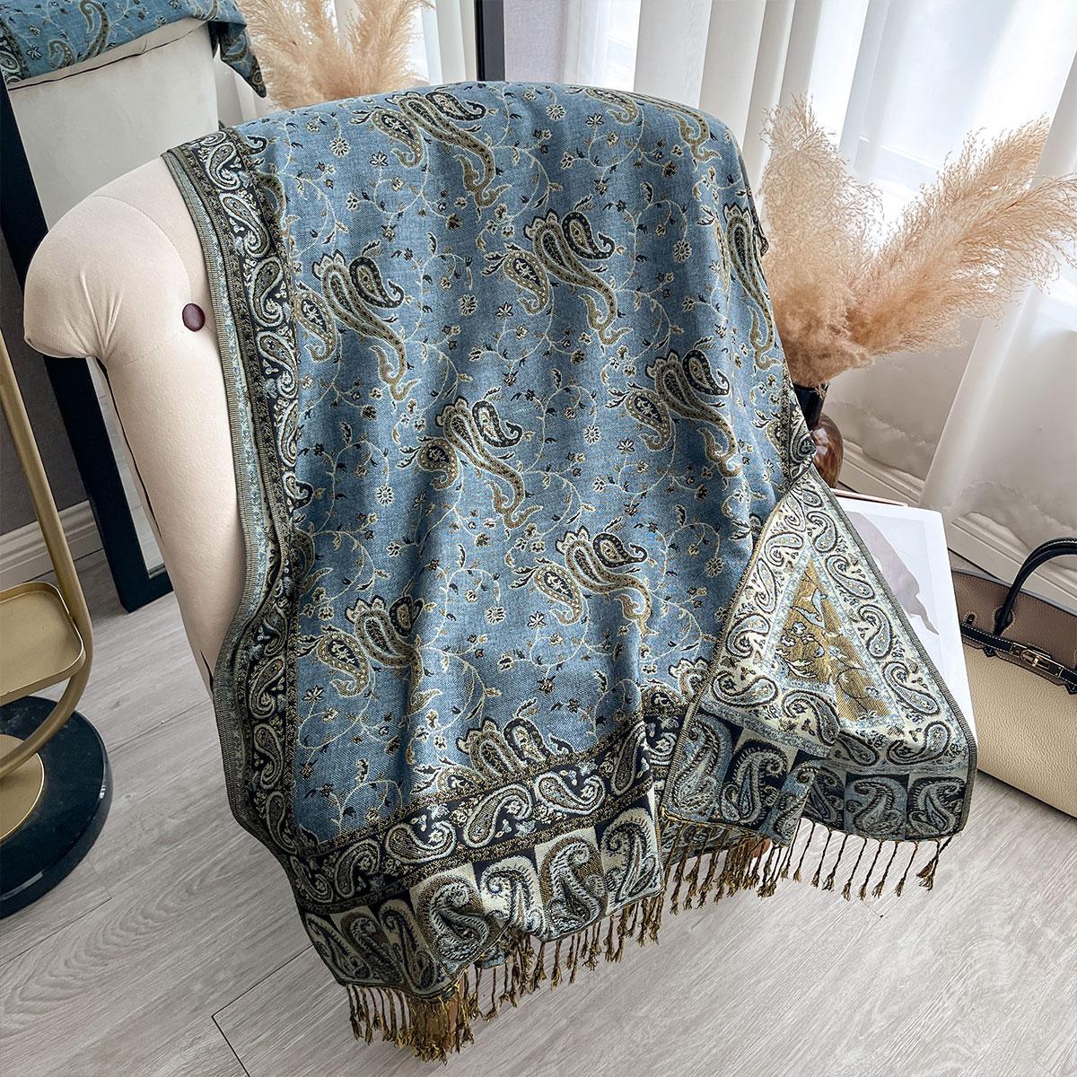 Зимний шаль с узором пейсли, женский платок-шарф, теплые осенние шарфы, дизайнерский принт, женский платок, хлопковые накидки, шарф