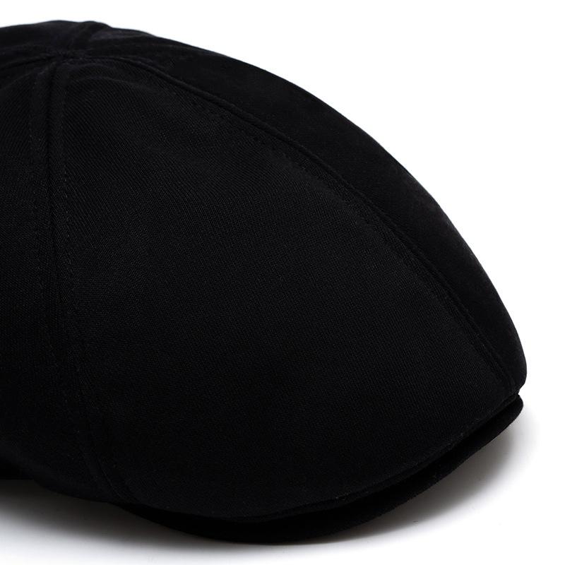 Herren Schirmmütze Herbst Winter Großer Kopf Baskenmütze Retro Baumwolle Unifarbene Kappe Britische Schiebermütze