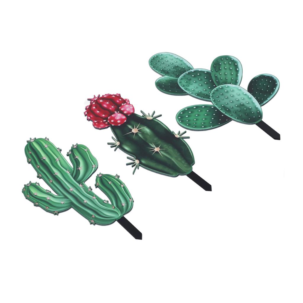 Cactus Flower Decor Insert Acrylic Simulation Cactus Decorative Ornament Stake Outdoor Art Plant