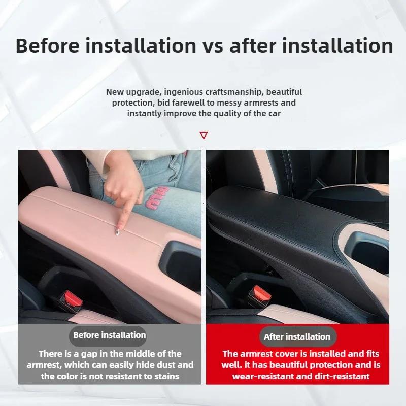 Microfiber Leather Car Armrest Box Lid Cover for BYD Seagull 2025 Center Console Interior Accessory