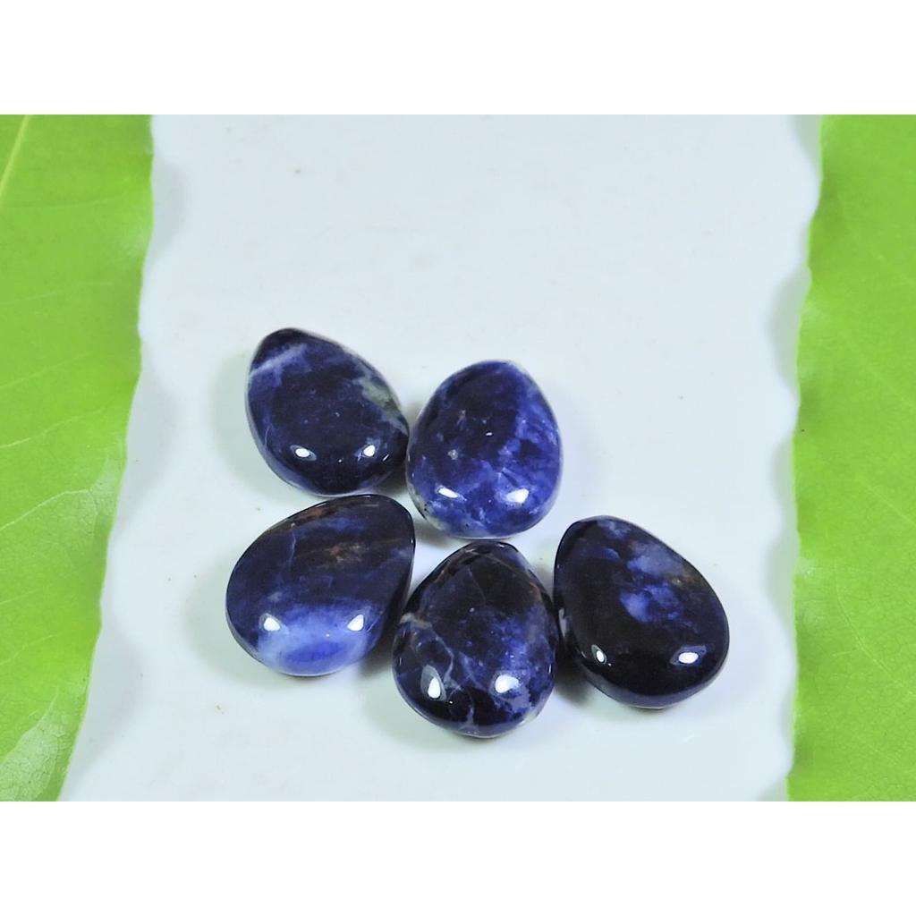 10X14MM Natural Blue Sodalite Almond Shape Cabochon Gemstone 5Pcs Lot 23Cts. A-537