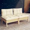 Day and Night - Day and Night 2-seater Garden Sofa with Solid Cream Pine Wood Cushions