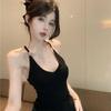 Thai Style V-Neck Sexy Halter Crop Top with Built-in Bra Pads for Women