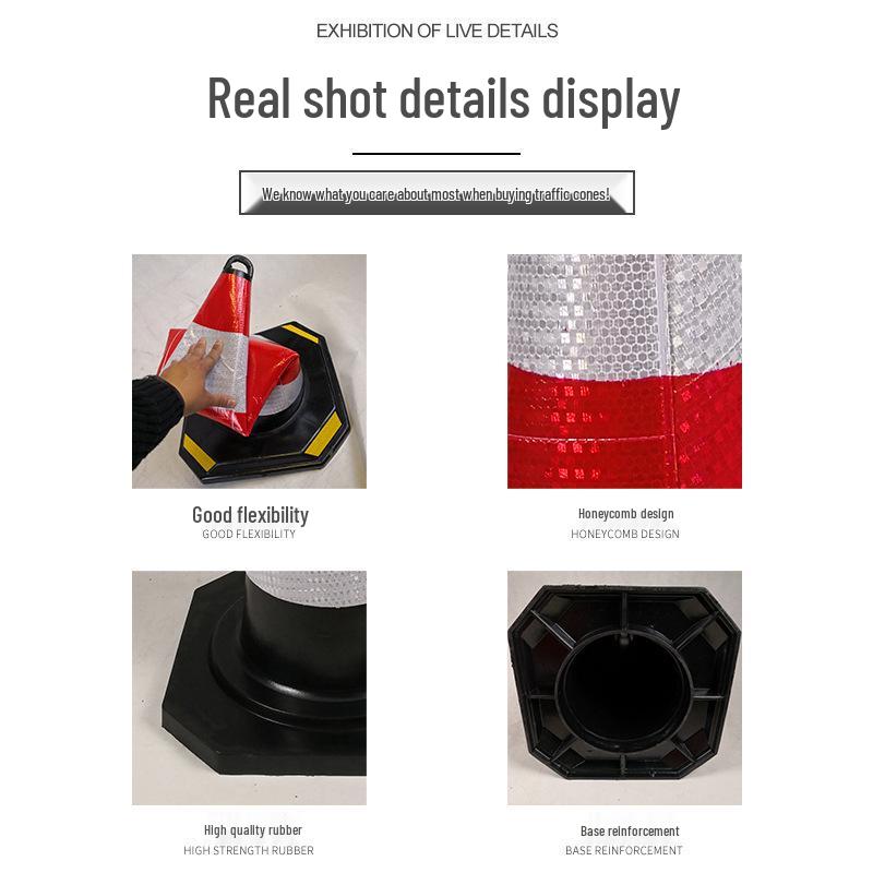 Reflective Rubber Traffic Cone - 70cm & 90cm Conical Isolation Barrier for Road Construction