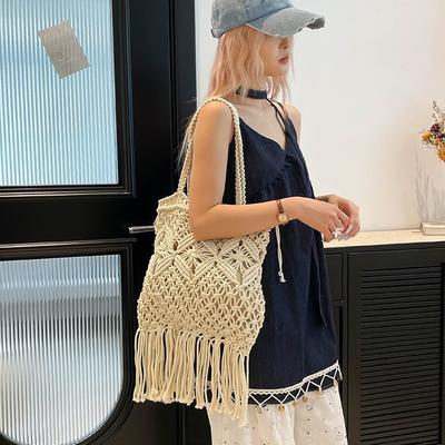Hollow Woven Small Bag Women's New Fashion Fringed Underarm Straw Bag Spring Vacation Beach Bag
