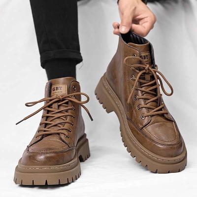 Martin Boots Men's Shoes Summer High-top British Style Men's Leather Shoes Black Locomotive Leather Boots Waterproof Tooling Boots Men's
