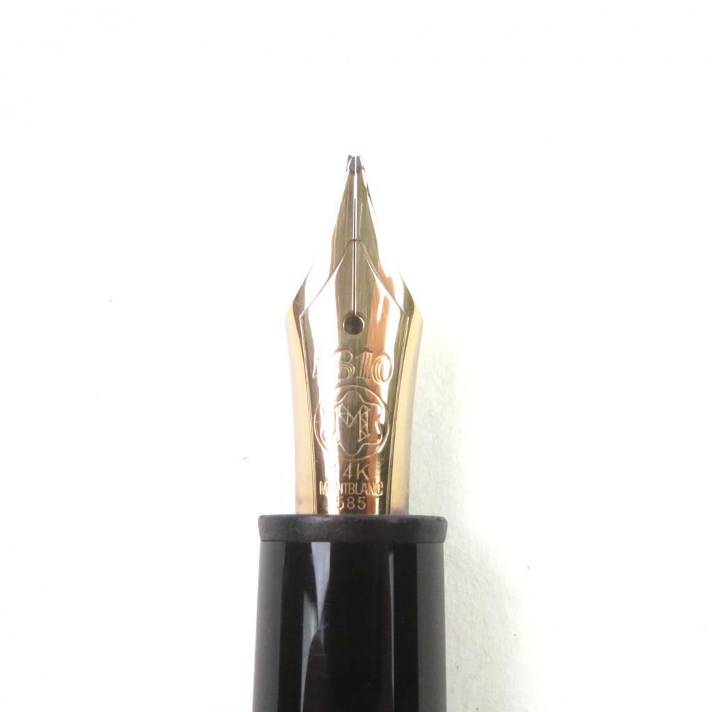 Excellent MONTBLANC fountain pen Meisterstuck 146 Rare logo engraved Black gold 14K Used