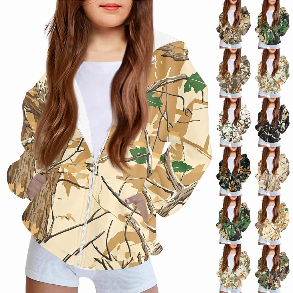 Children's Fashion Christmas Printed Long Sleeved Hooded Sweatshirt Girls' Hoodie Jacket