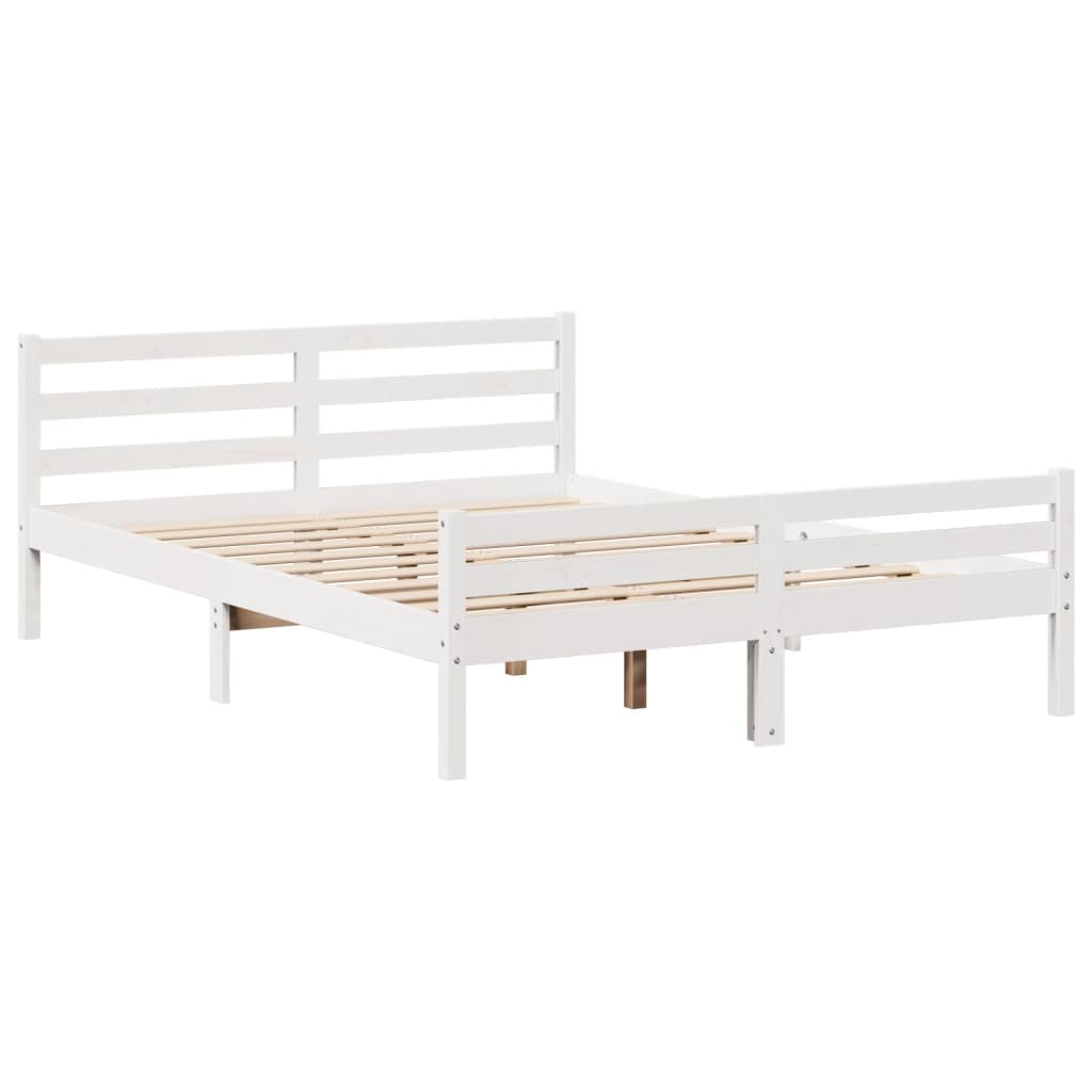 Bed Frame with Headboard Without Mattress White 135 X 190 Cm