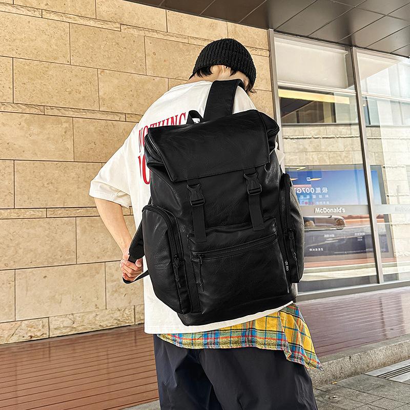 Schoolbag wholesale fashion new retro men pu backpack women's computer backpack matte leather mountaineering travel bag